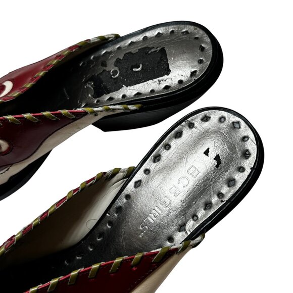 Vintage New BCBG Western Mules Bootie Tooled  Leather Inlay Women's 8 B - Picture 7 of 11